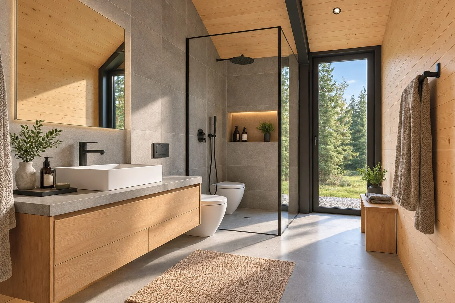 AIIA Form, 78 m² modular home: bathroom, 3D render