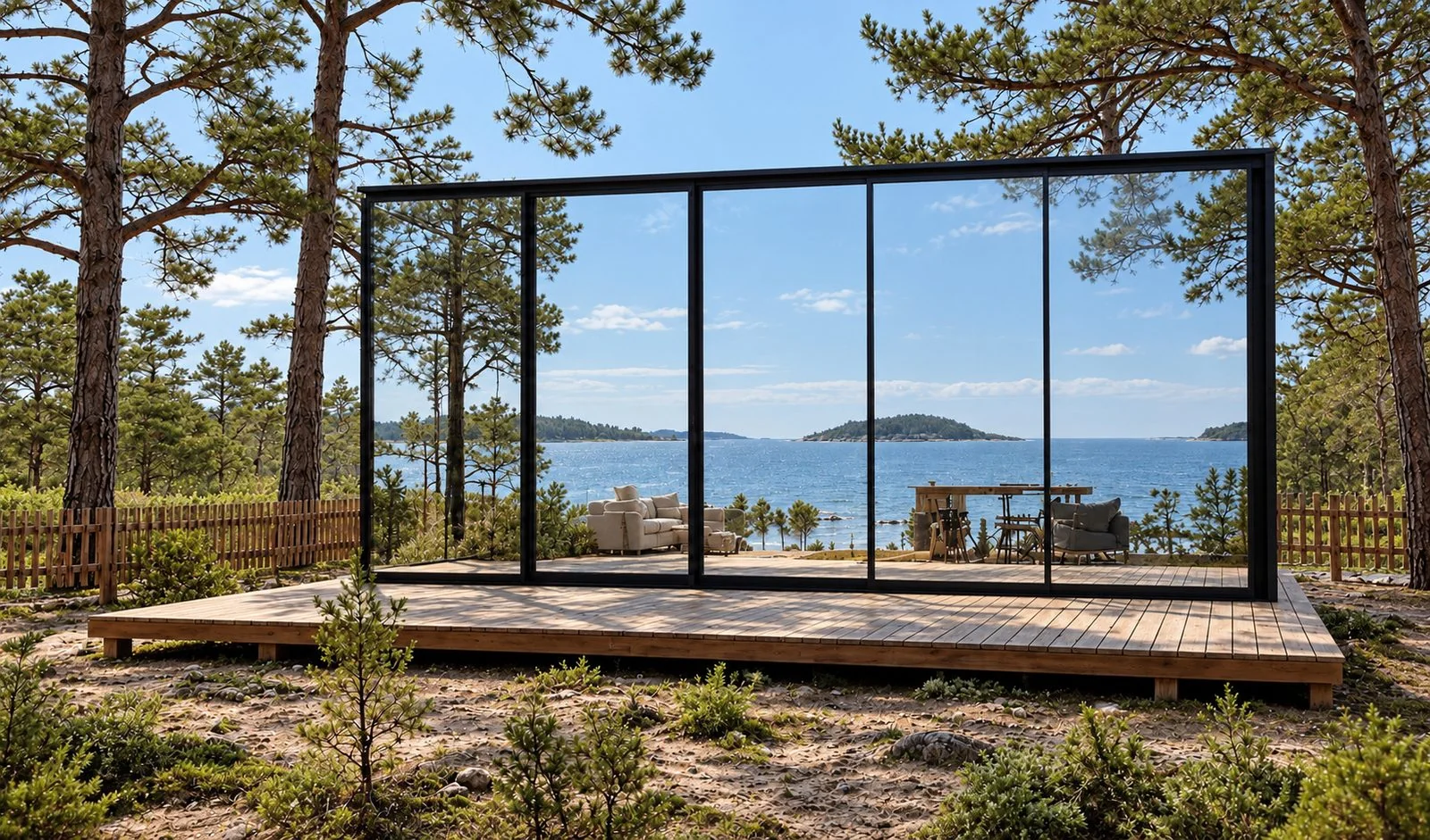 AIIA Glass, 25 m² tiny house: exterior, another view, 3D render