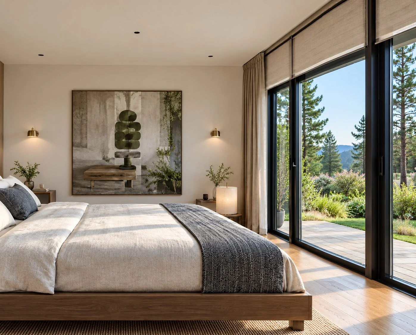 AIIA Line, 40 m² modular home: bedroom, 3D render