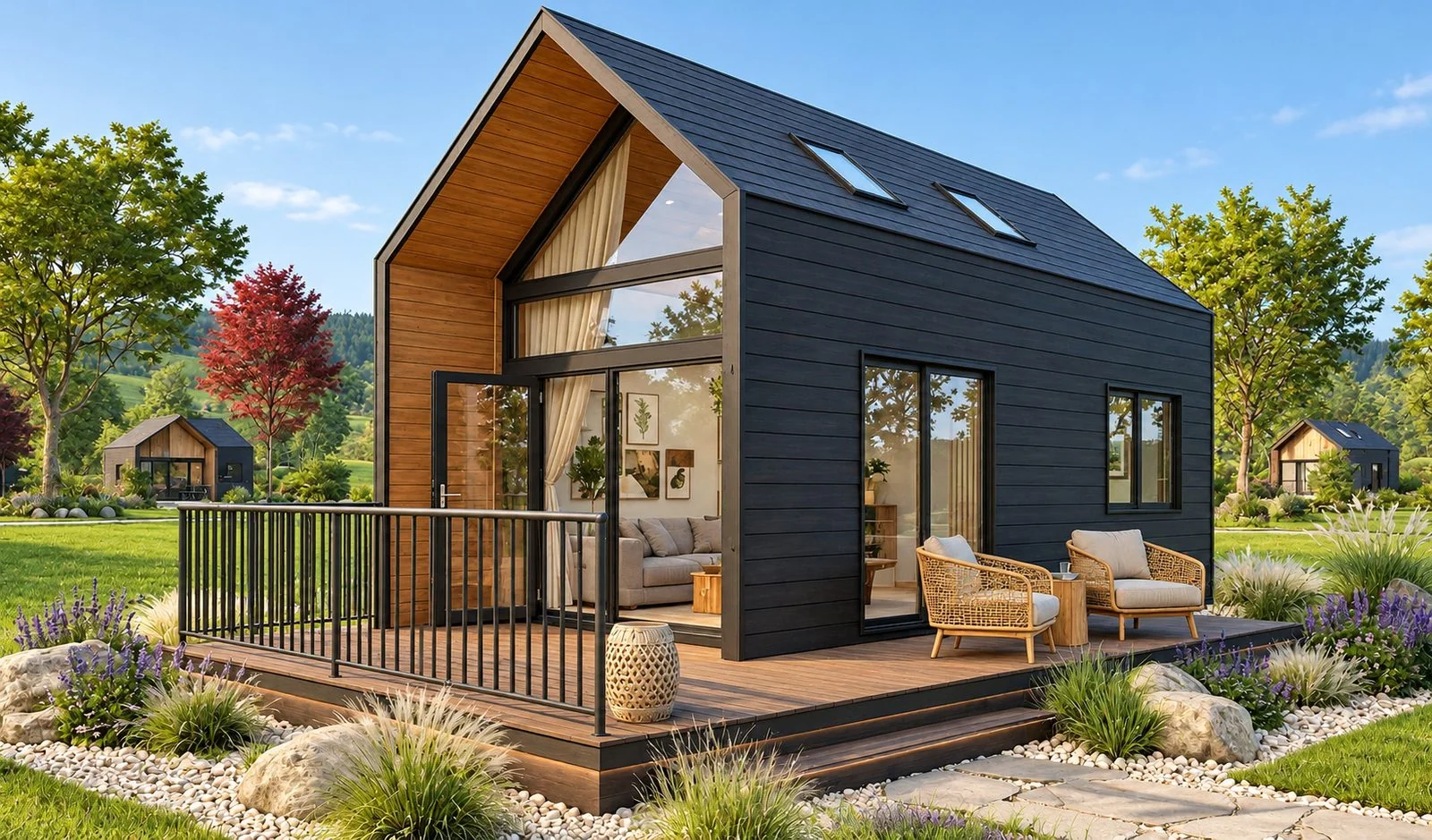 AIIA Mono, 32 m² tiny house: exterior view, 3D render