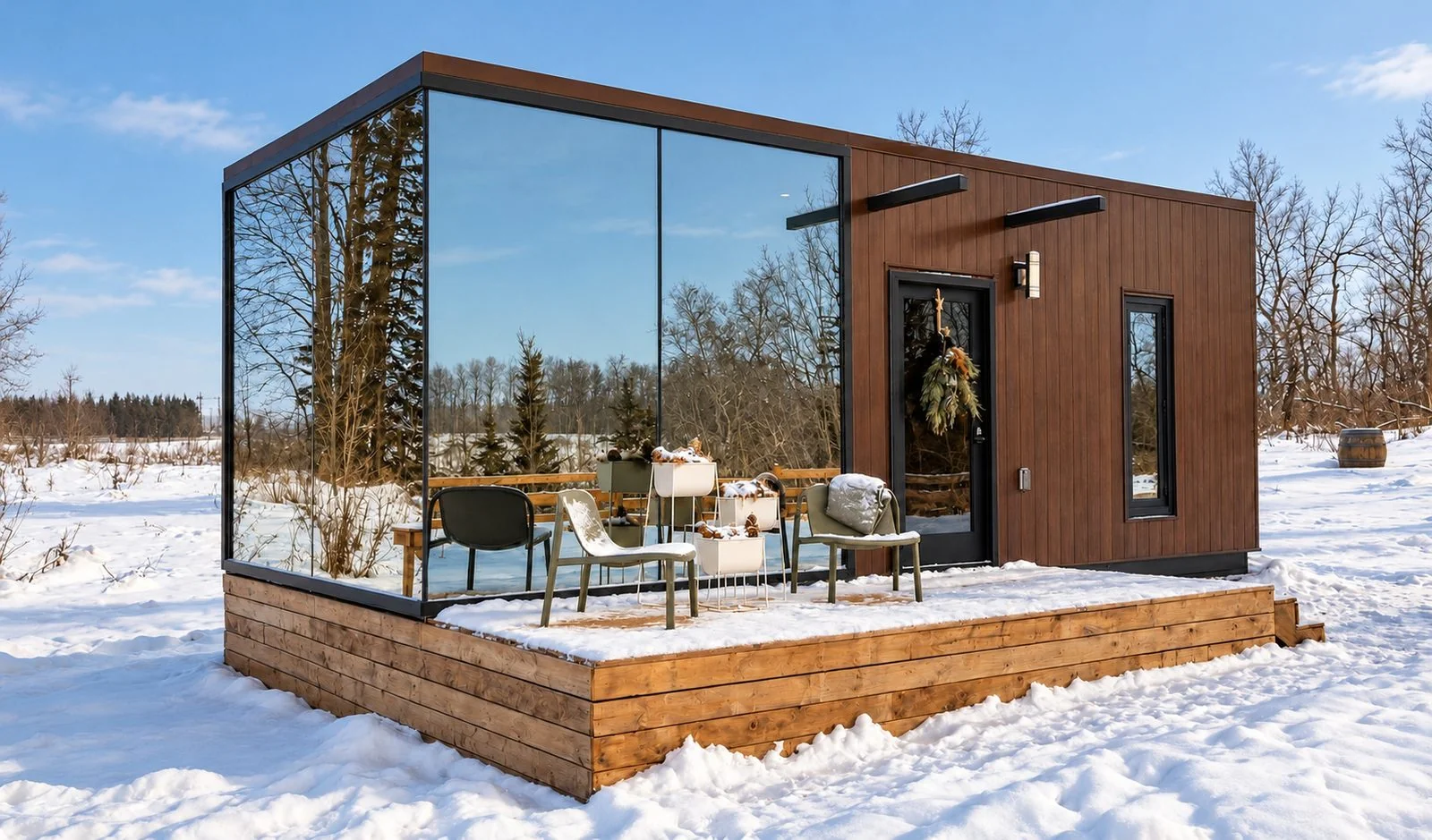 AIIA Open, tiny house de 26 m² : vue extérieure, rendu 3D