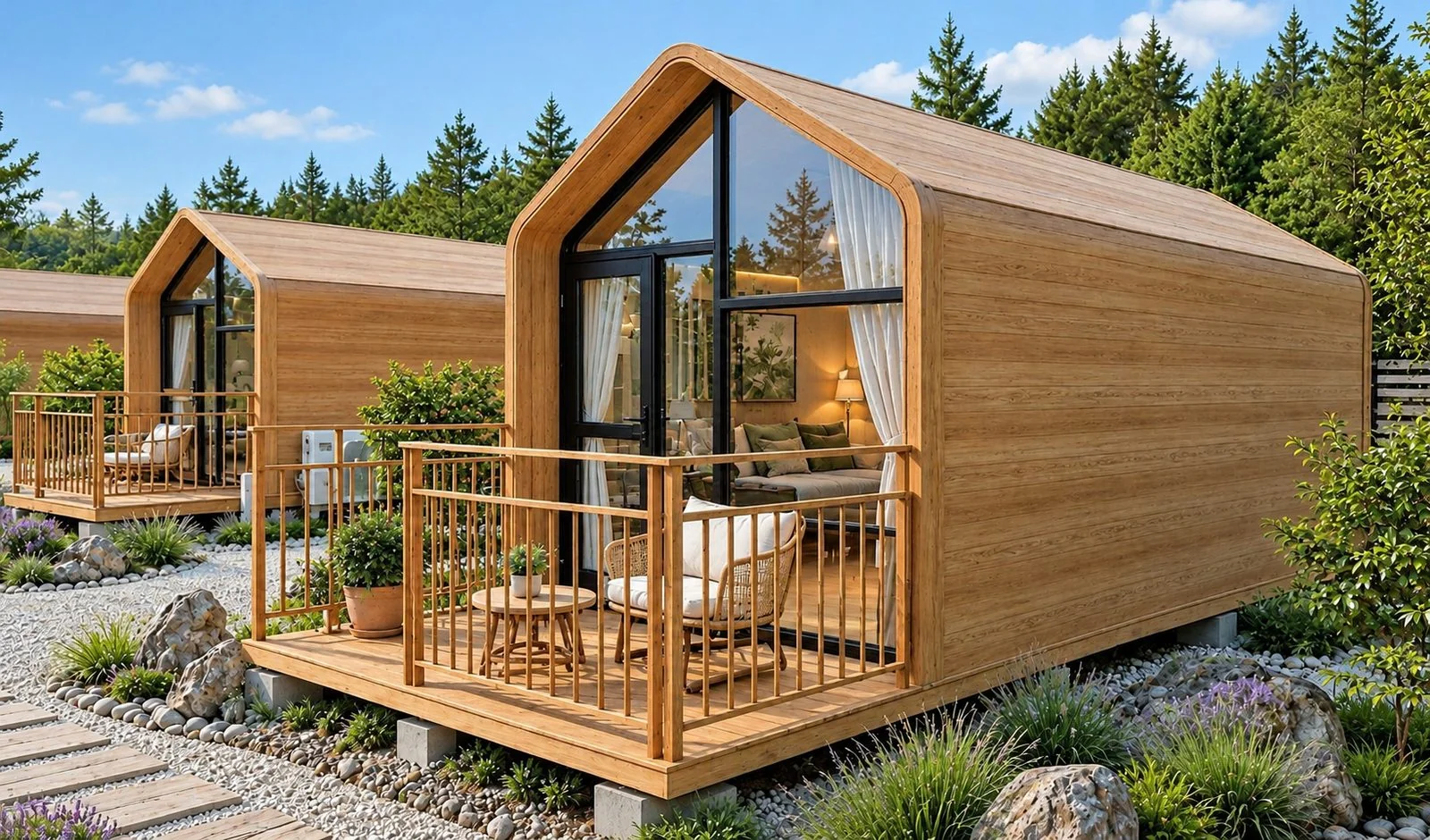 AIIA Span, 27 m² tiny house: timber-clad tiny house with a terrace