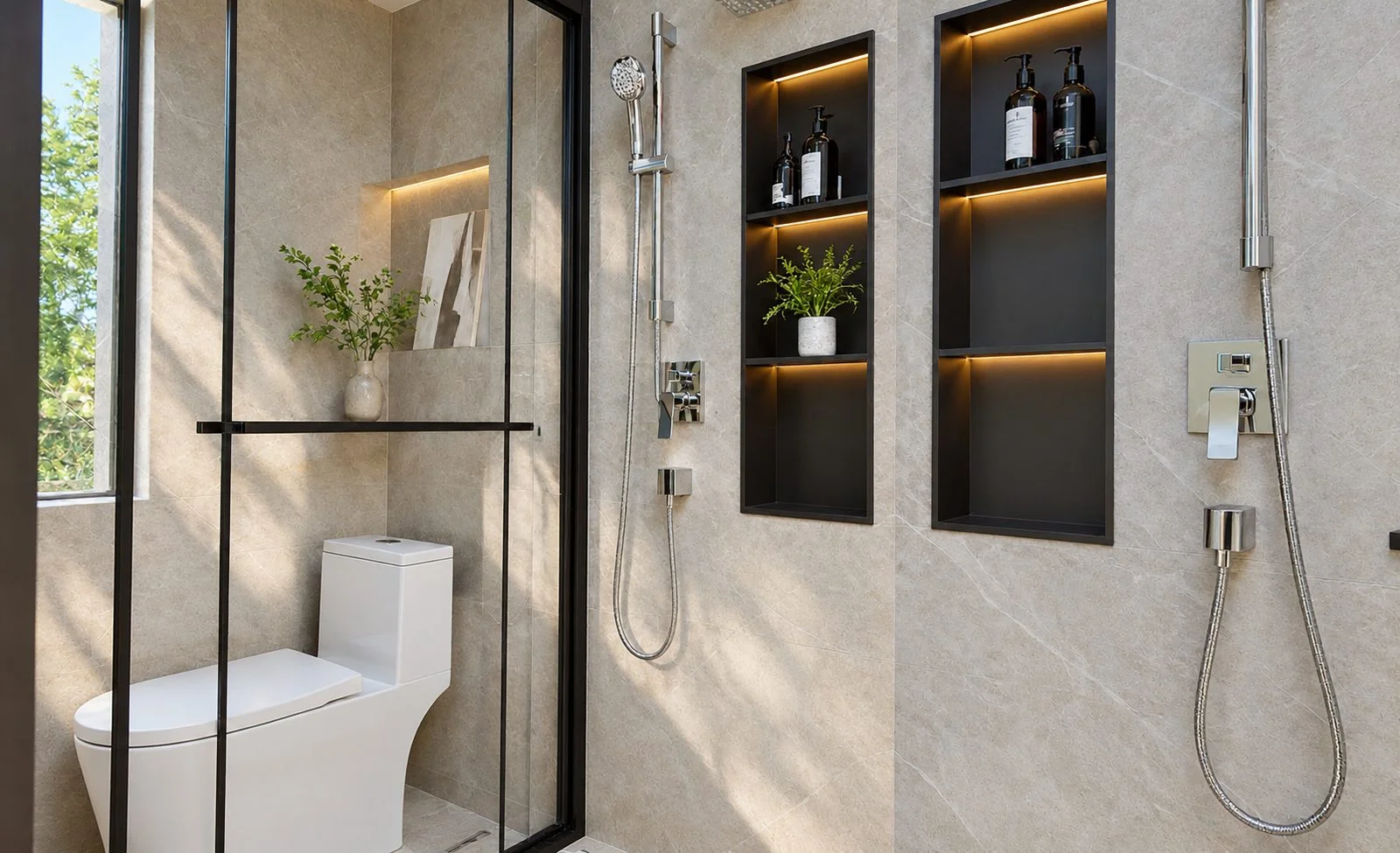 AIIA Vista, 46 m² modular home: shower room, 3D render